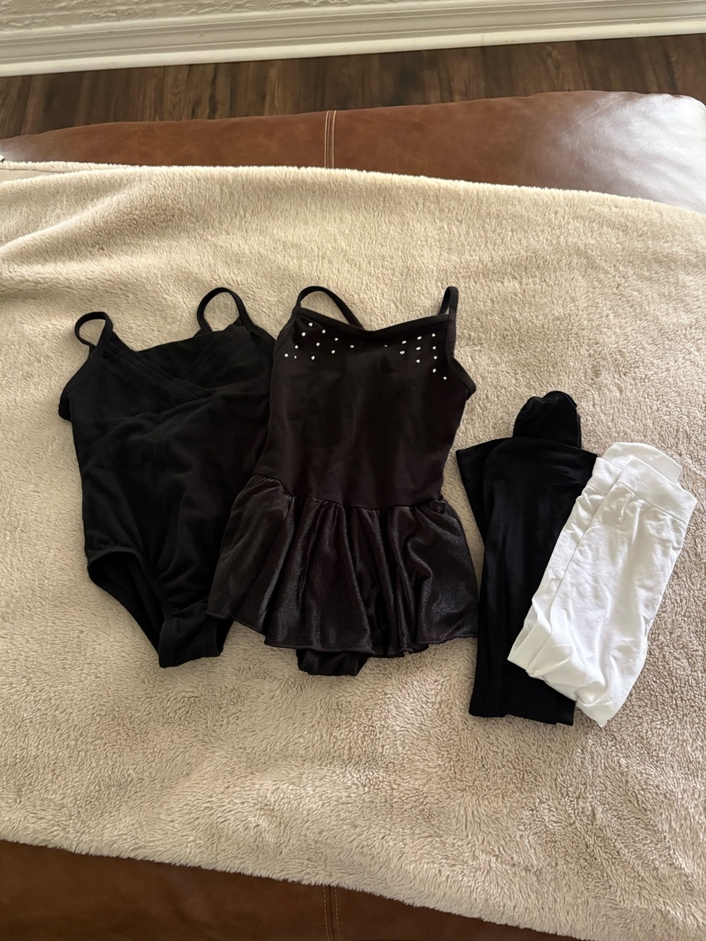 Girls Dance Leotards Size 4/5 Black with Tights Lot Bundle